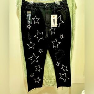 Hem & Thread Black Star High Rise Jeans